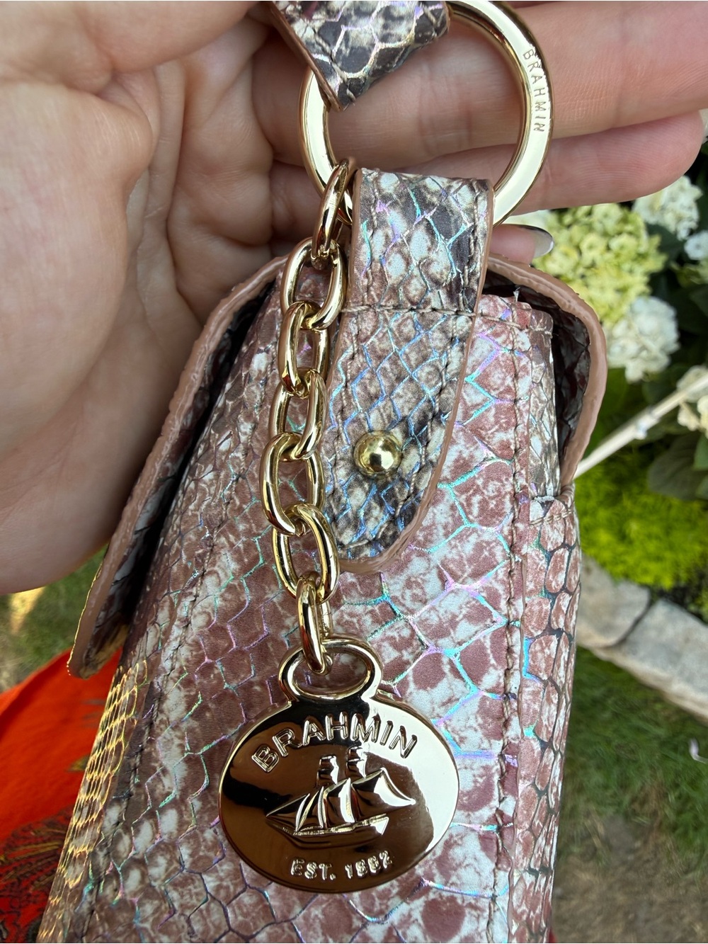 Brahmin Nerida Shoulder Bag Multi Skyterra Pink Gold Leather - Picture 8 of 12